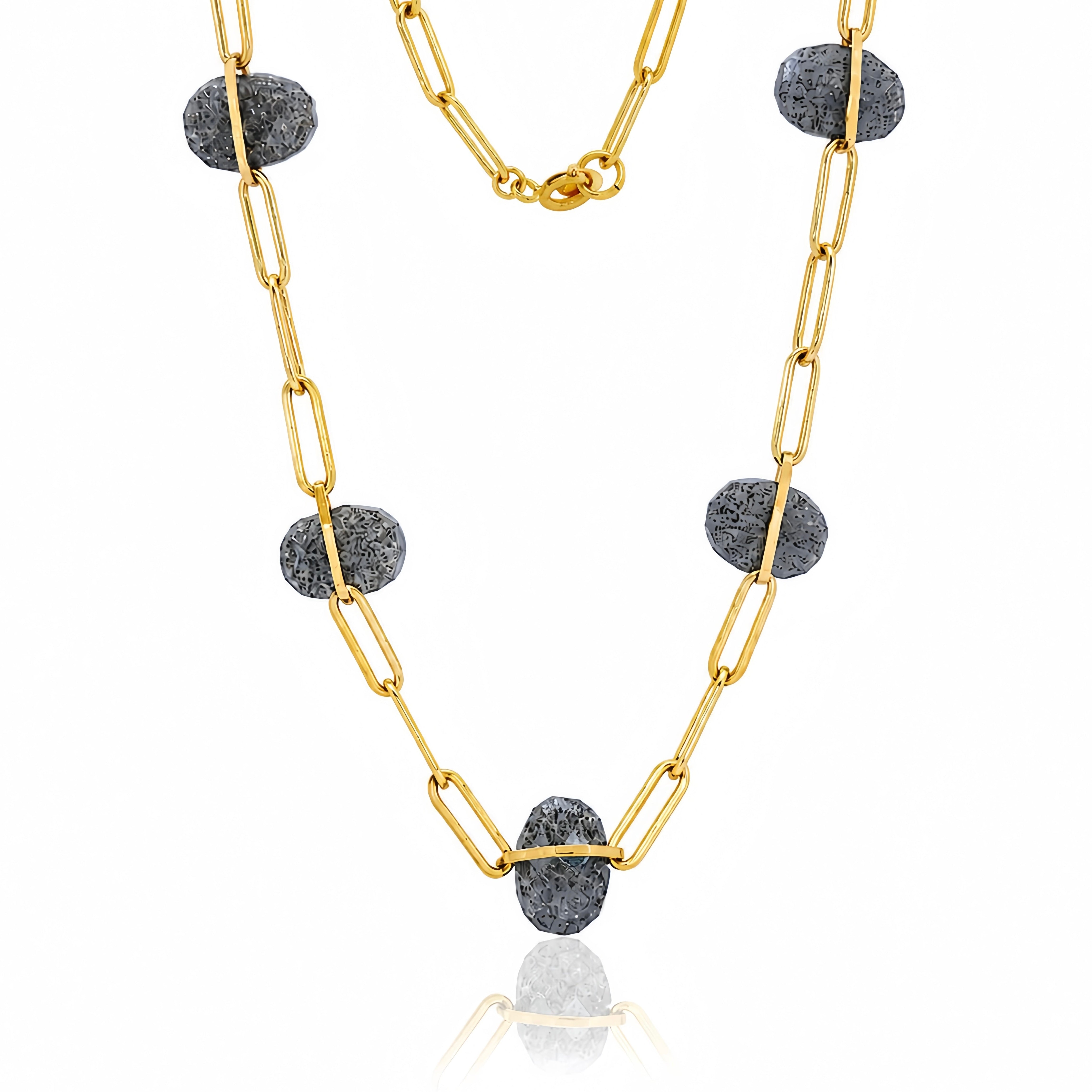 Black Sunstone Wired Paperclip Necklace