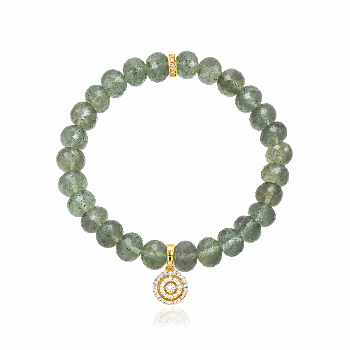 Moss Aquamarine Lab-grown Diamond Charm Stretchy Bracelet
