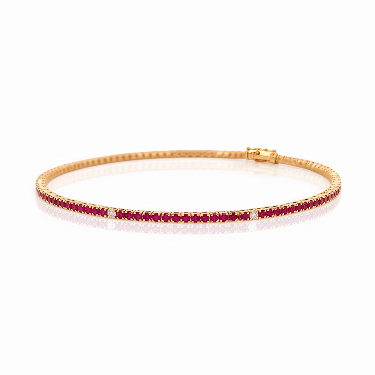 Ruby Slim Tennis Bracelet In 18k Yellow Gold