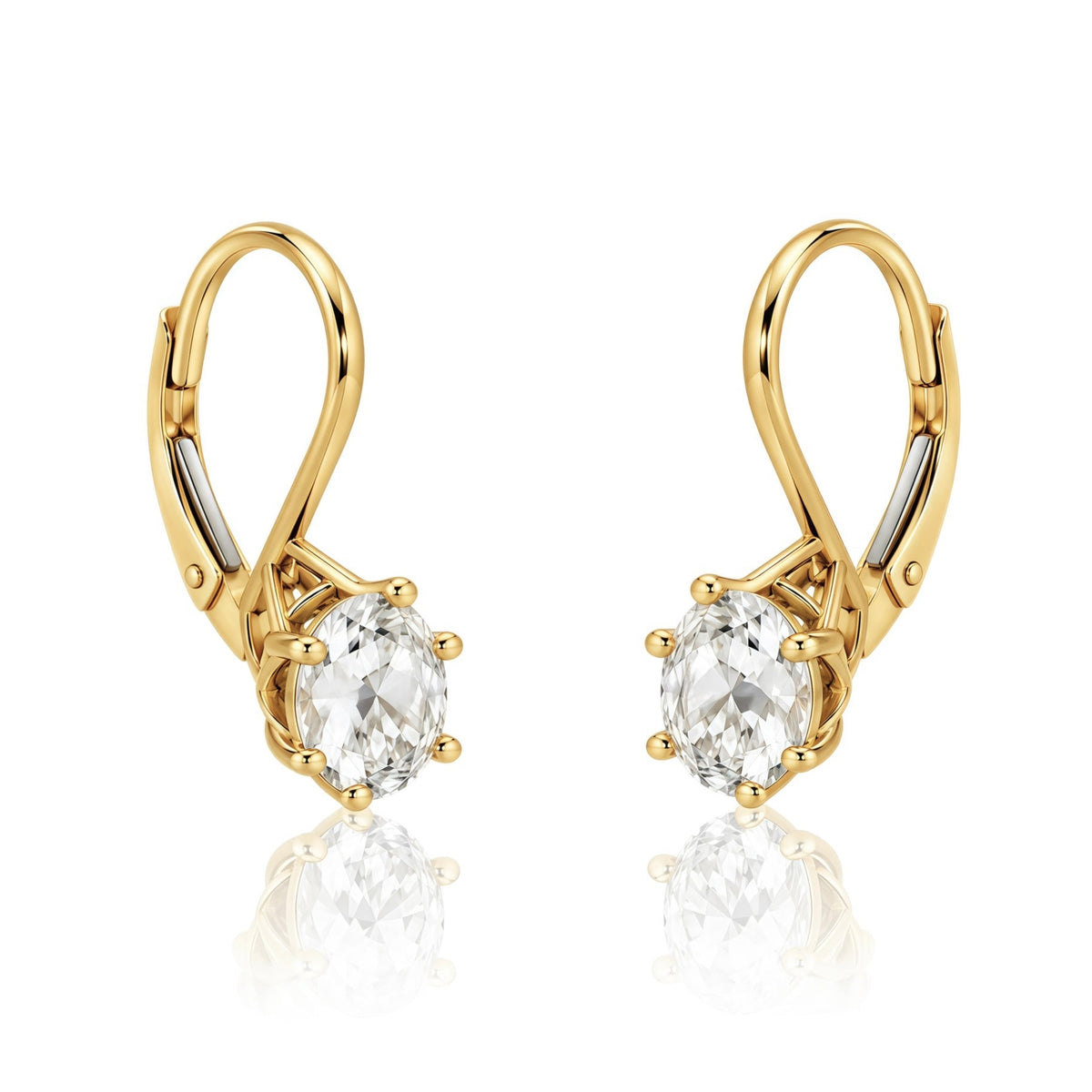 Certified Oval Lab-grown Diamond Lever Back Earrings 14K