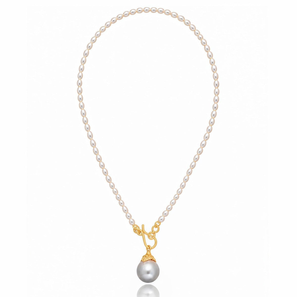 Mini Pearl Necklace With Grey Pearl Pendant