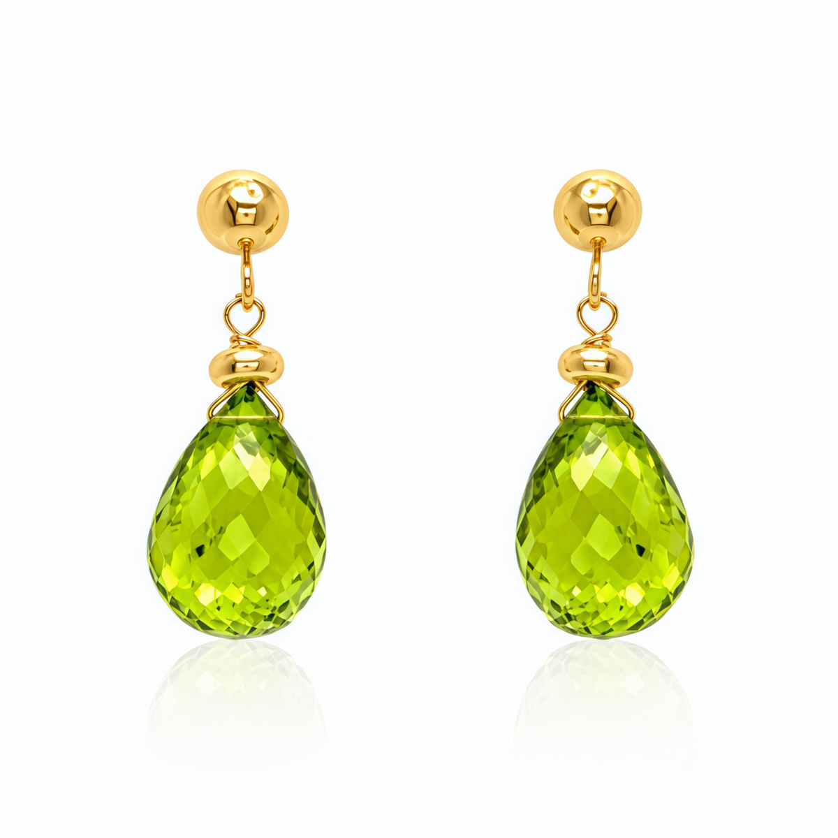 Simply Peridot Drop Stud Earrings 14K