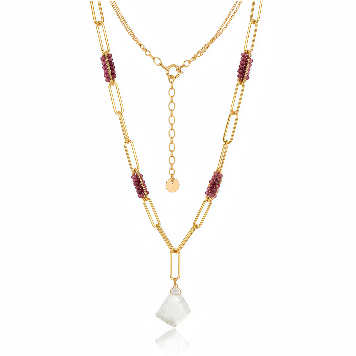 Polina Pinkish Necklace Moonstone Drop