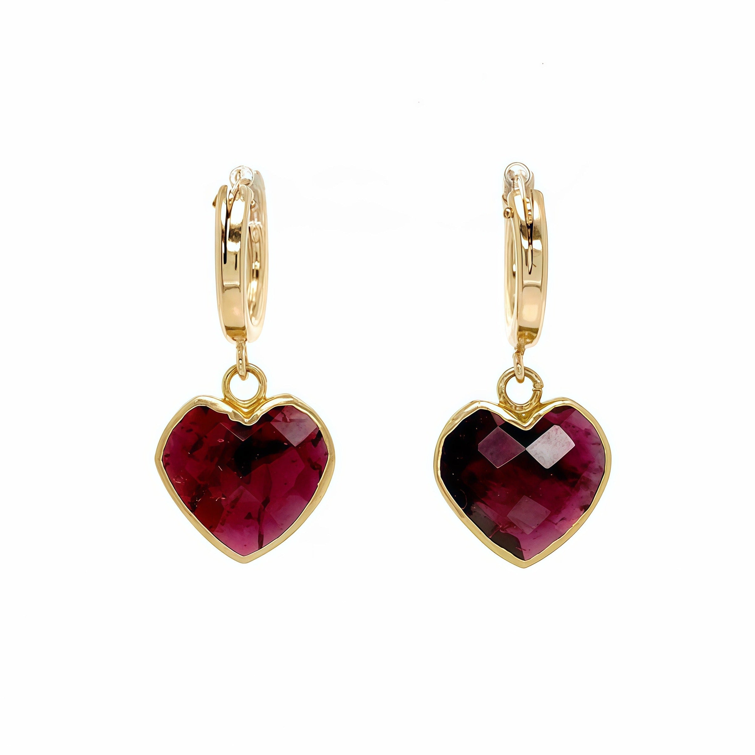 Puffy Heart Gold Hoops Earrings