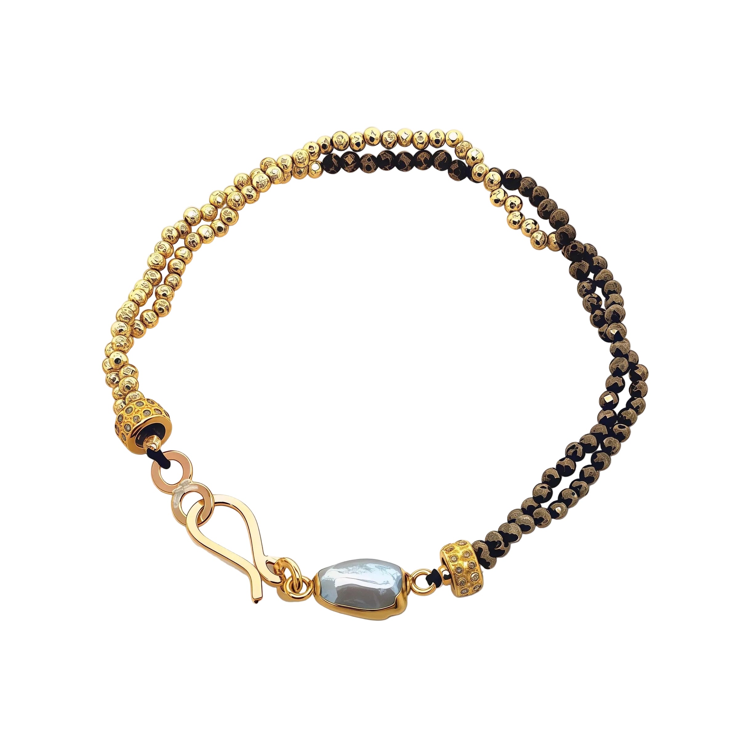 Golden Mixed Pyrite Pearly Bracelet