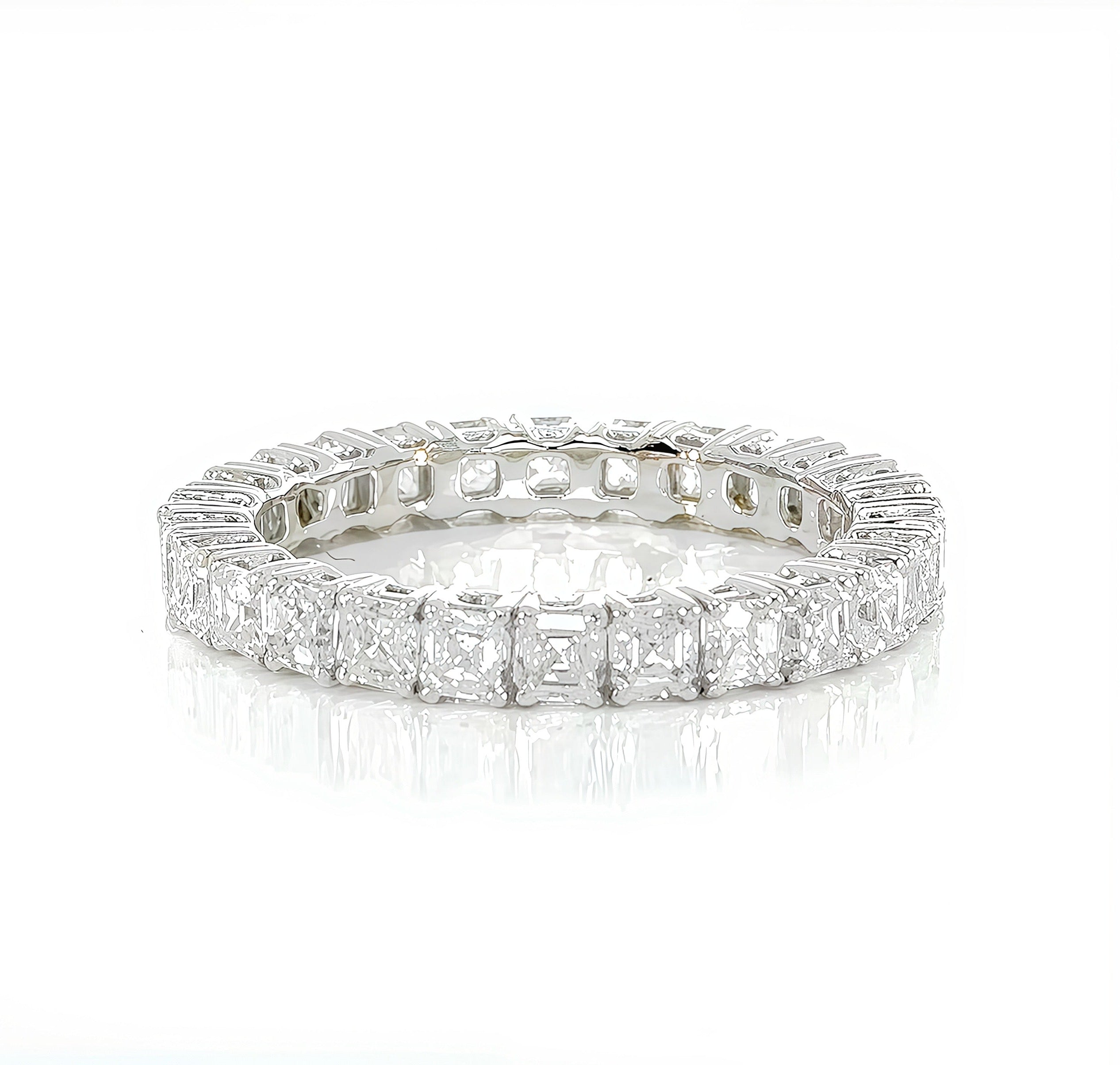Asscher Cut Lab-grown Diamond Eternity Band In 14K White Gold