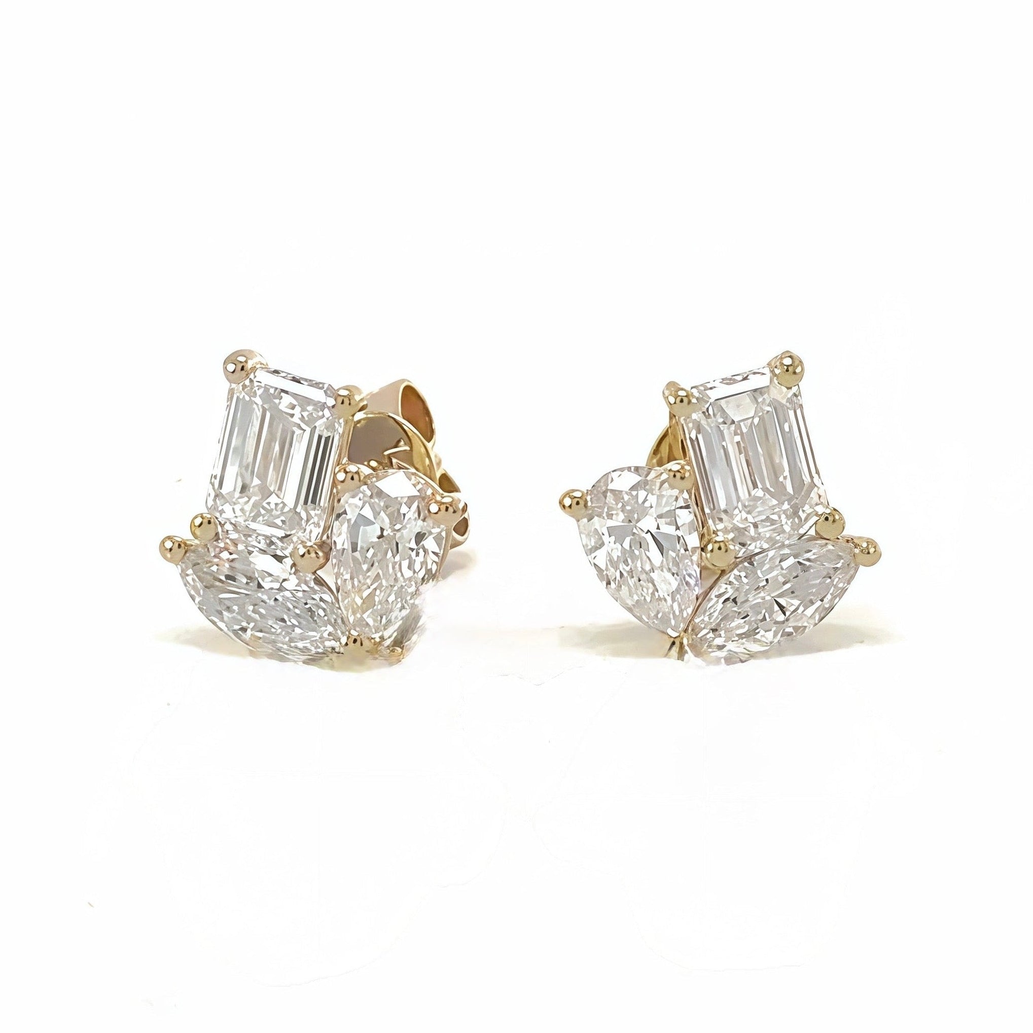 Trio Lab Diamonds Multi-shaped Studs Earrings In 14k