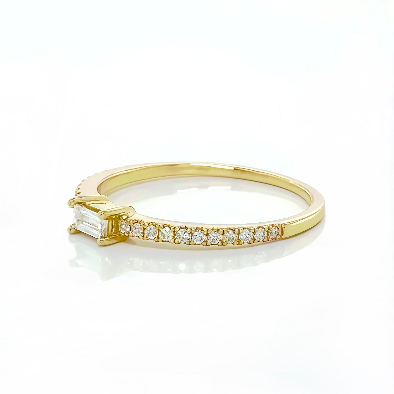 Natural Baguette Diamond Half Eternity Ring In 14k