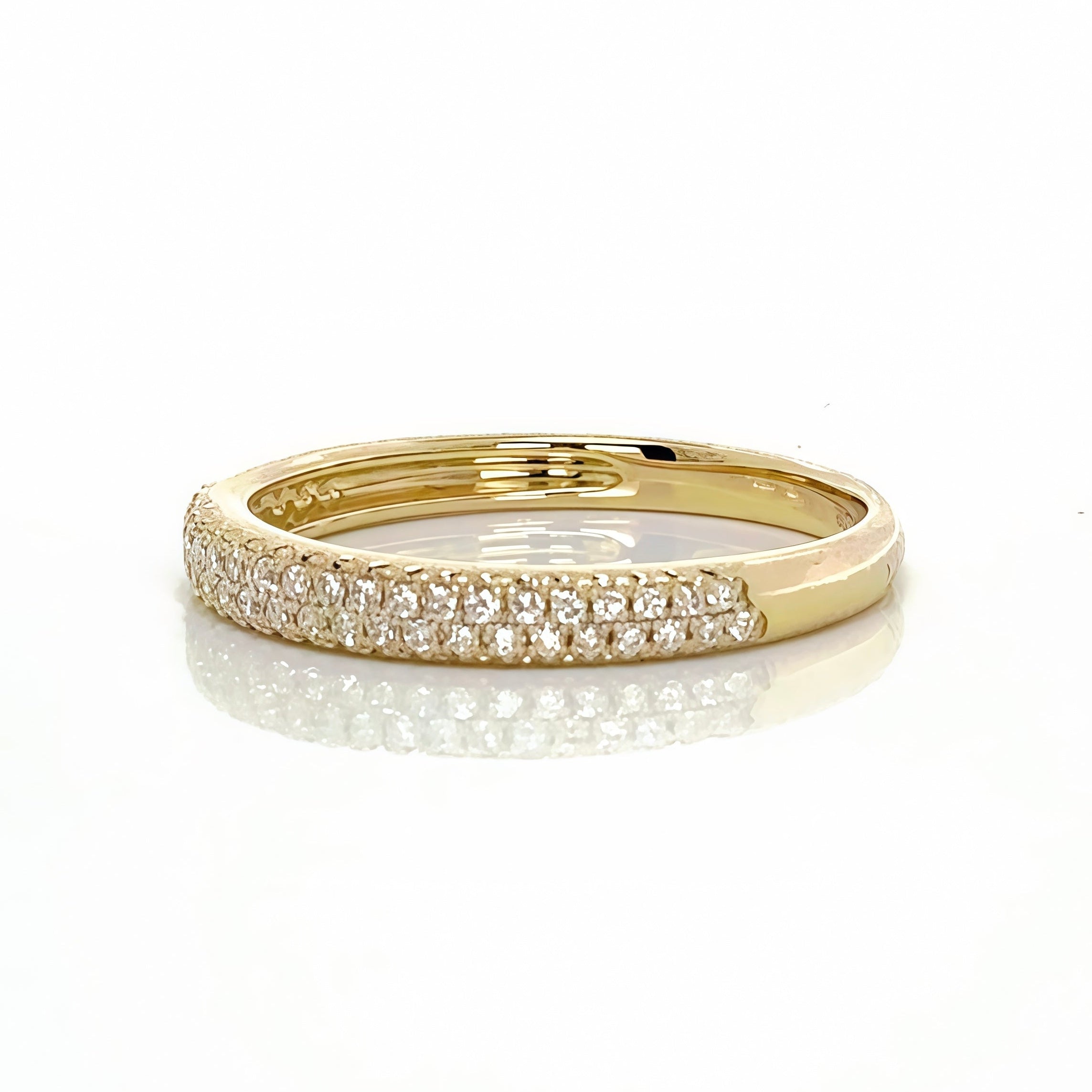 Duo Row Pave Diamond Halfway Ring In 14K