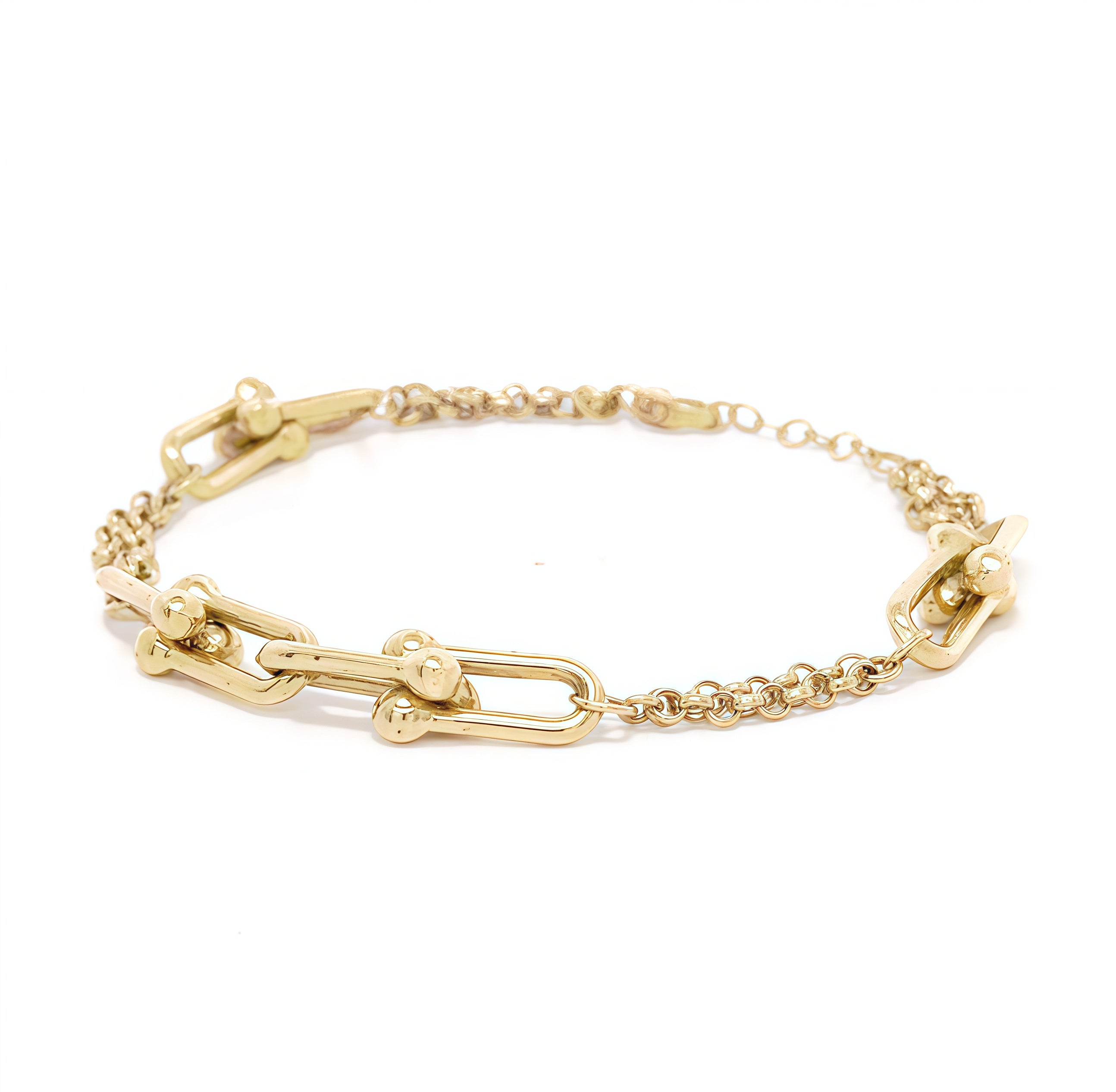 U-shaped Clip Double Chain Bracelet In 14k