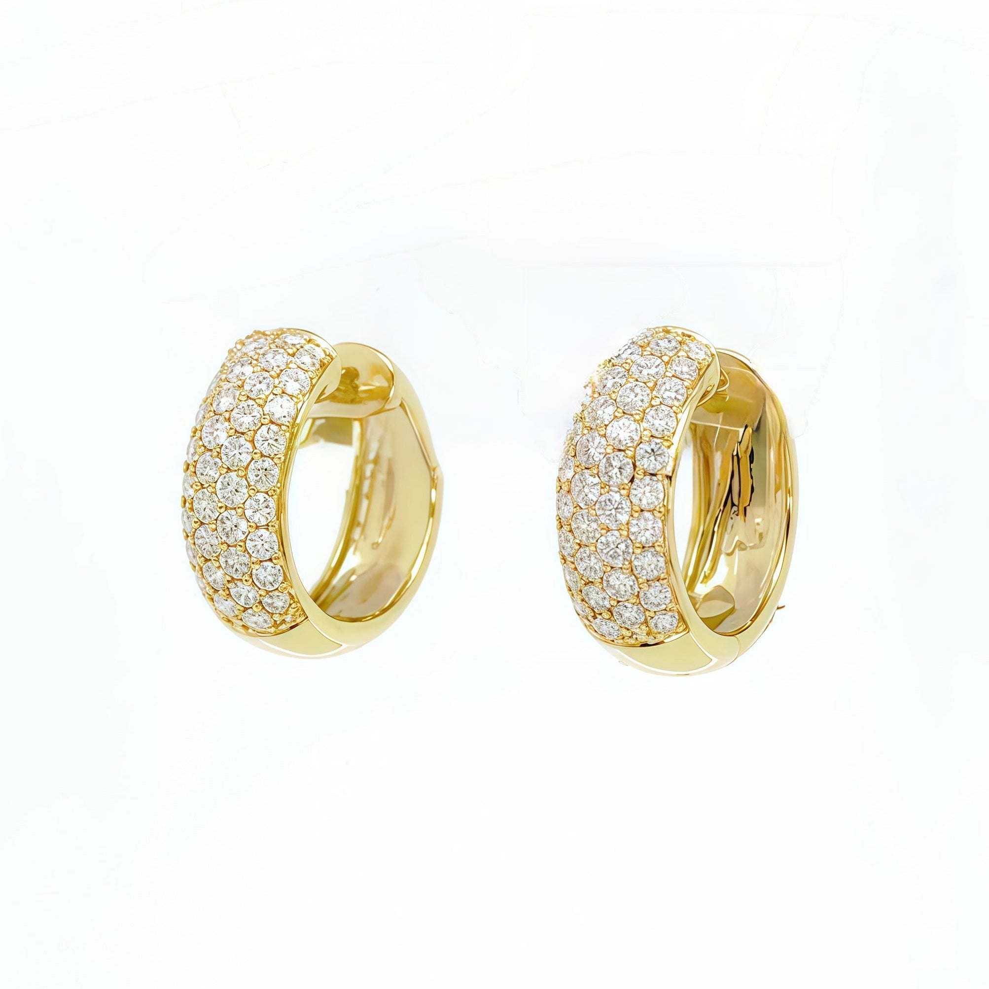 Lab-grown Pave Diamond Puffy Hoops In 14K