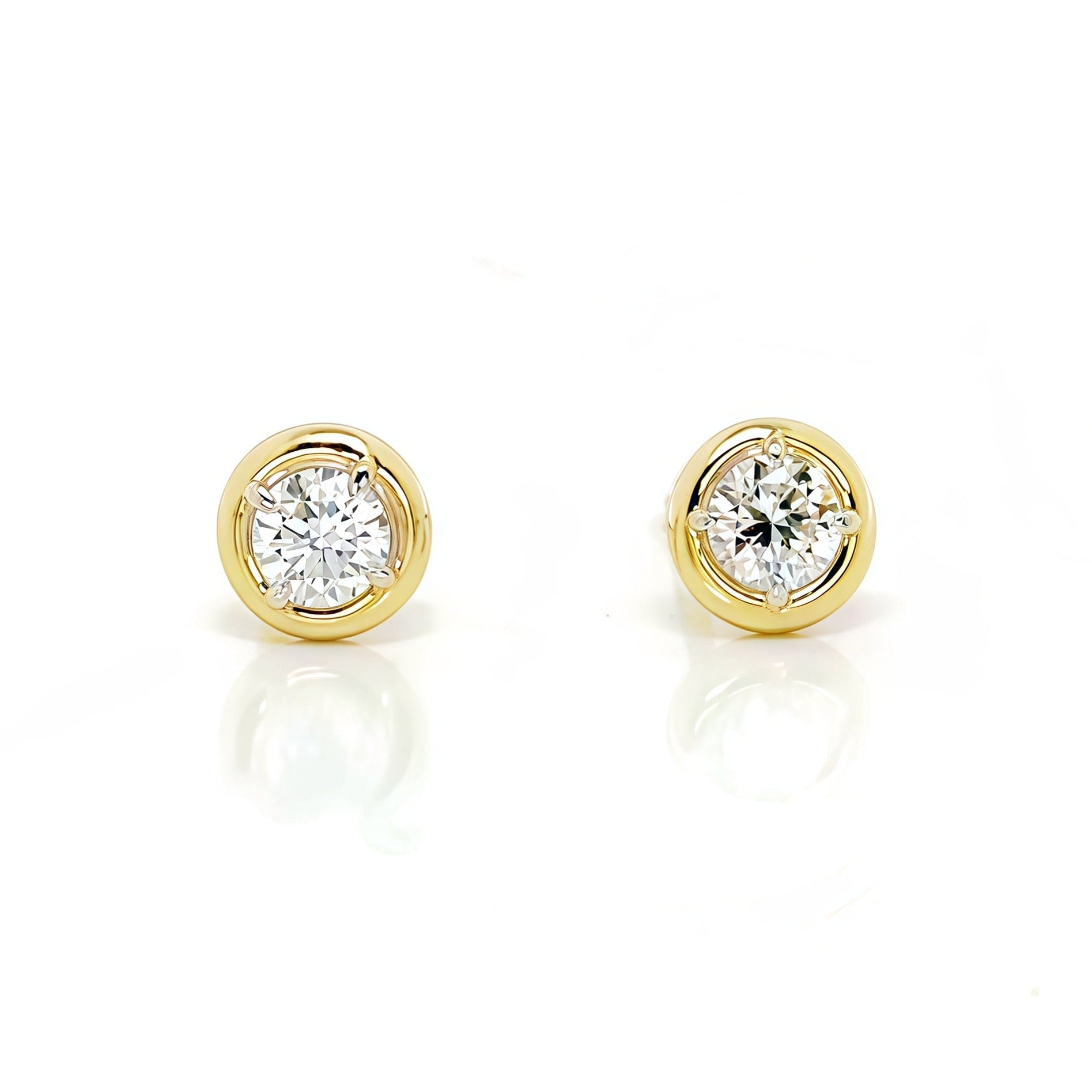 Lab-grown Round Diamond Bezel Studs In 10k