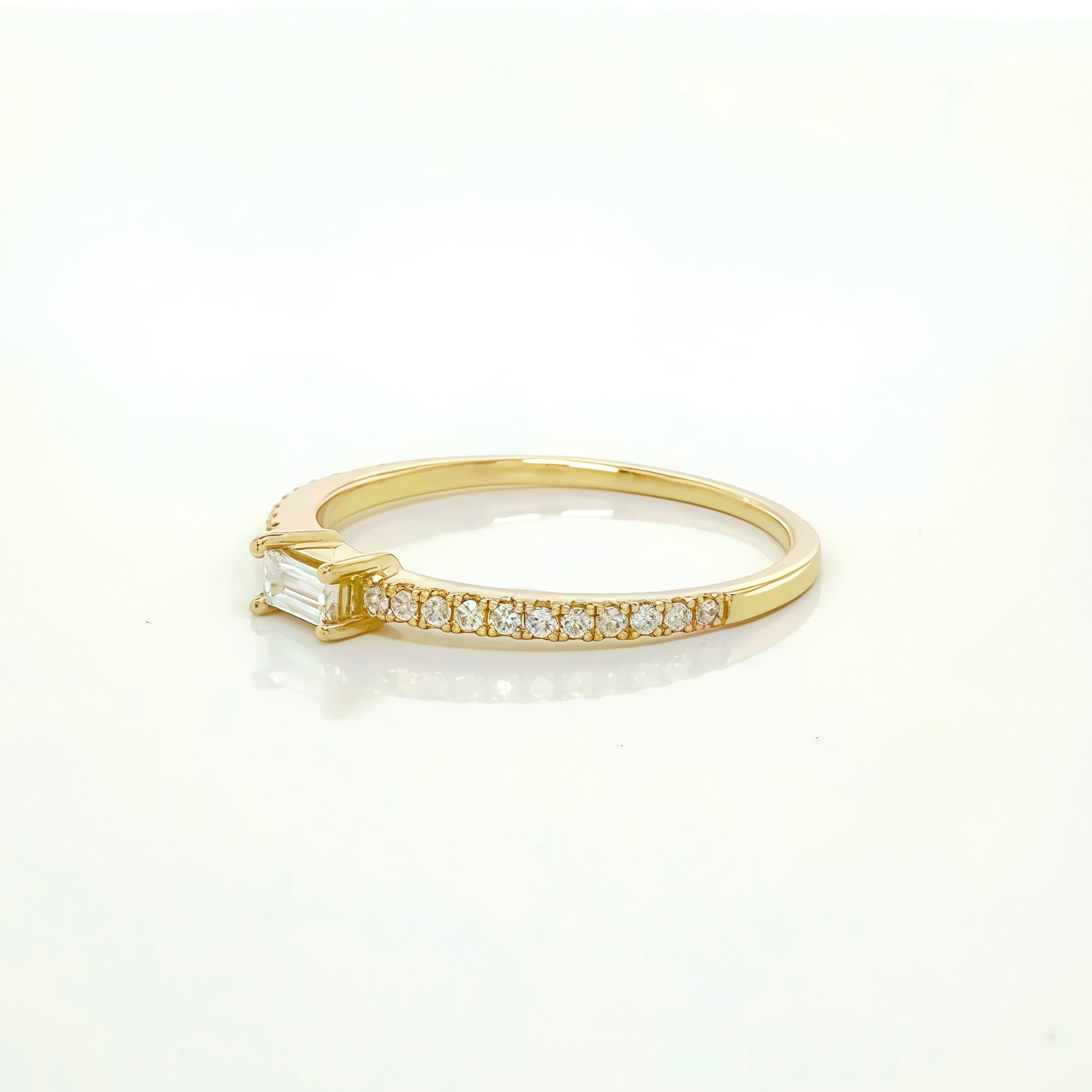 Natural Baguette Diamond Half Eternity Ring In 14k