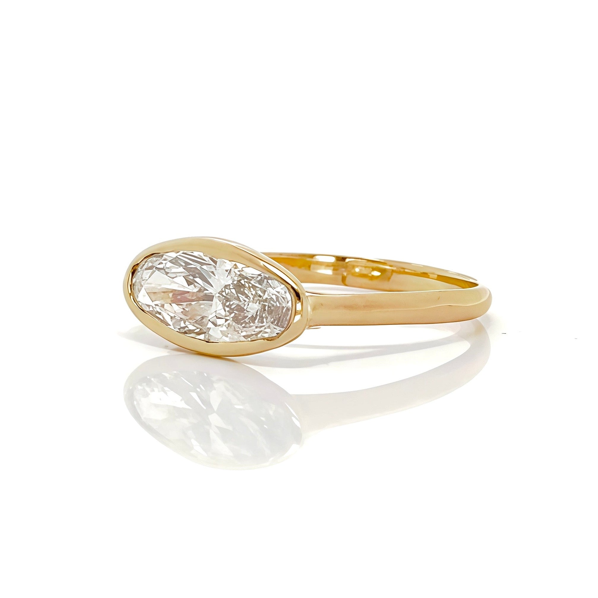 Elongated Certified Lab-grown Diamond Ring In 14K