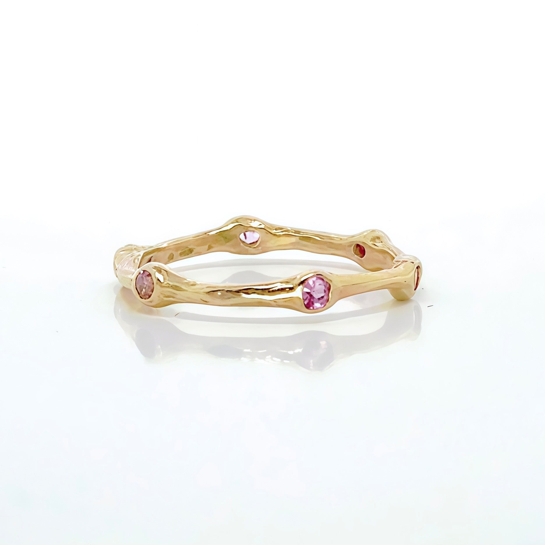 Amirah Pink Sapphire Bamboo Ring In 14k