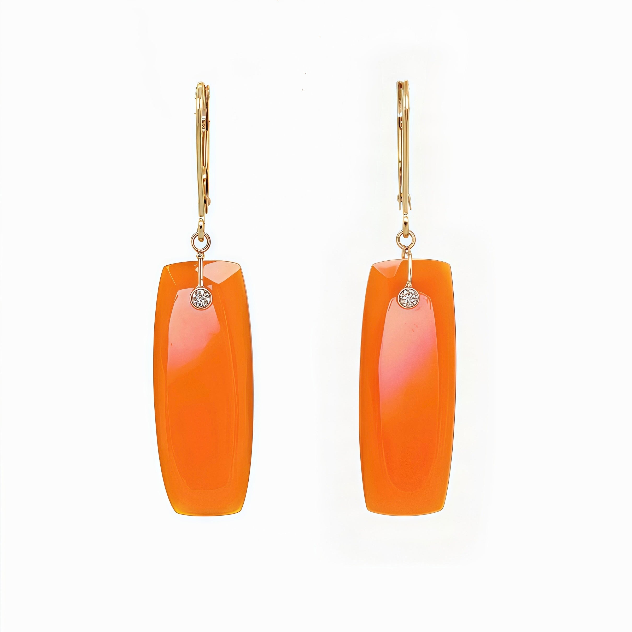 Long Gem Slice Drop Earrings