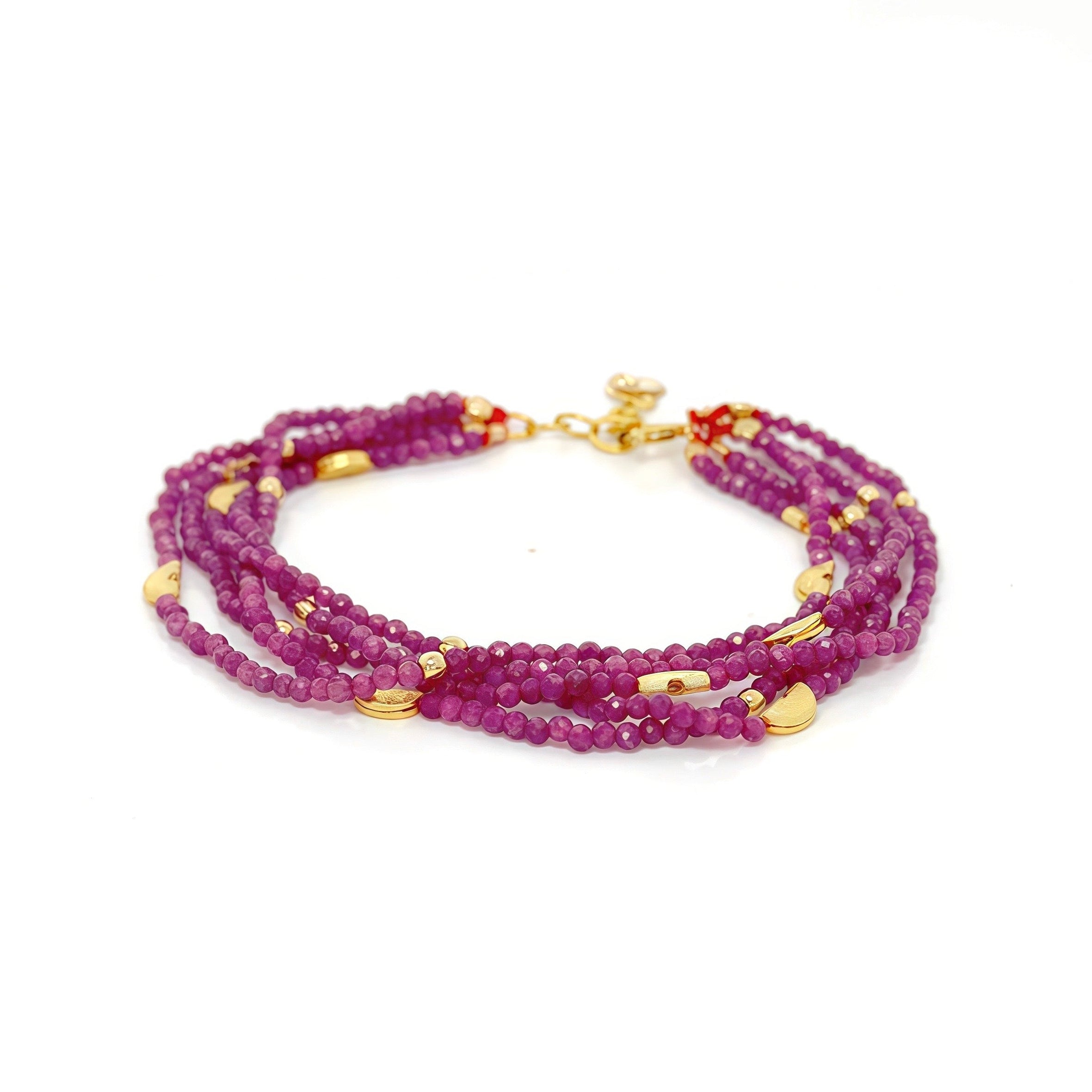 Half Moon Multi Strand Bracelet - Ruby