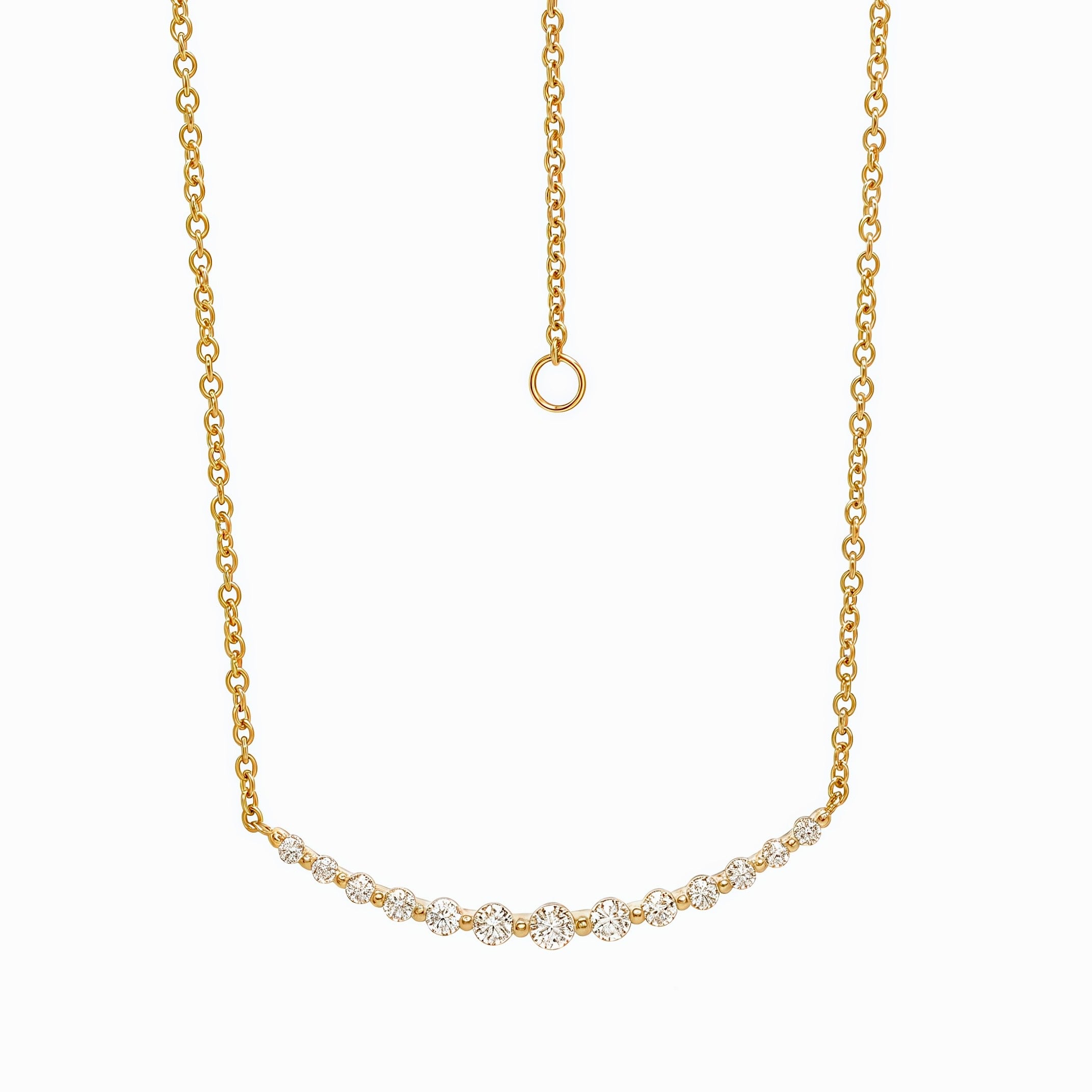 Lab-grown Gradient Diamond Row Necklace 14k
