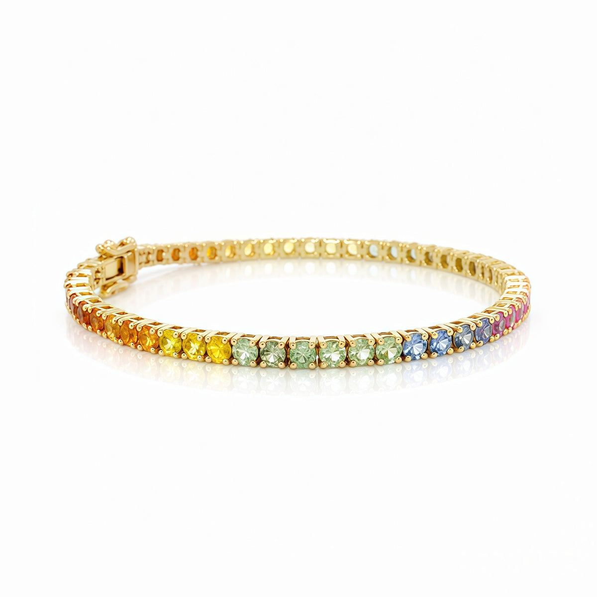 The Rainbow Sapphire Tennis Bracelet 14K