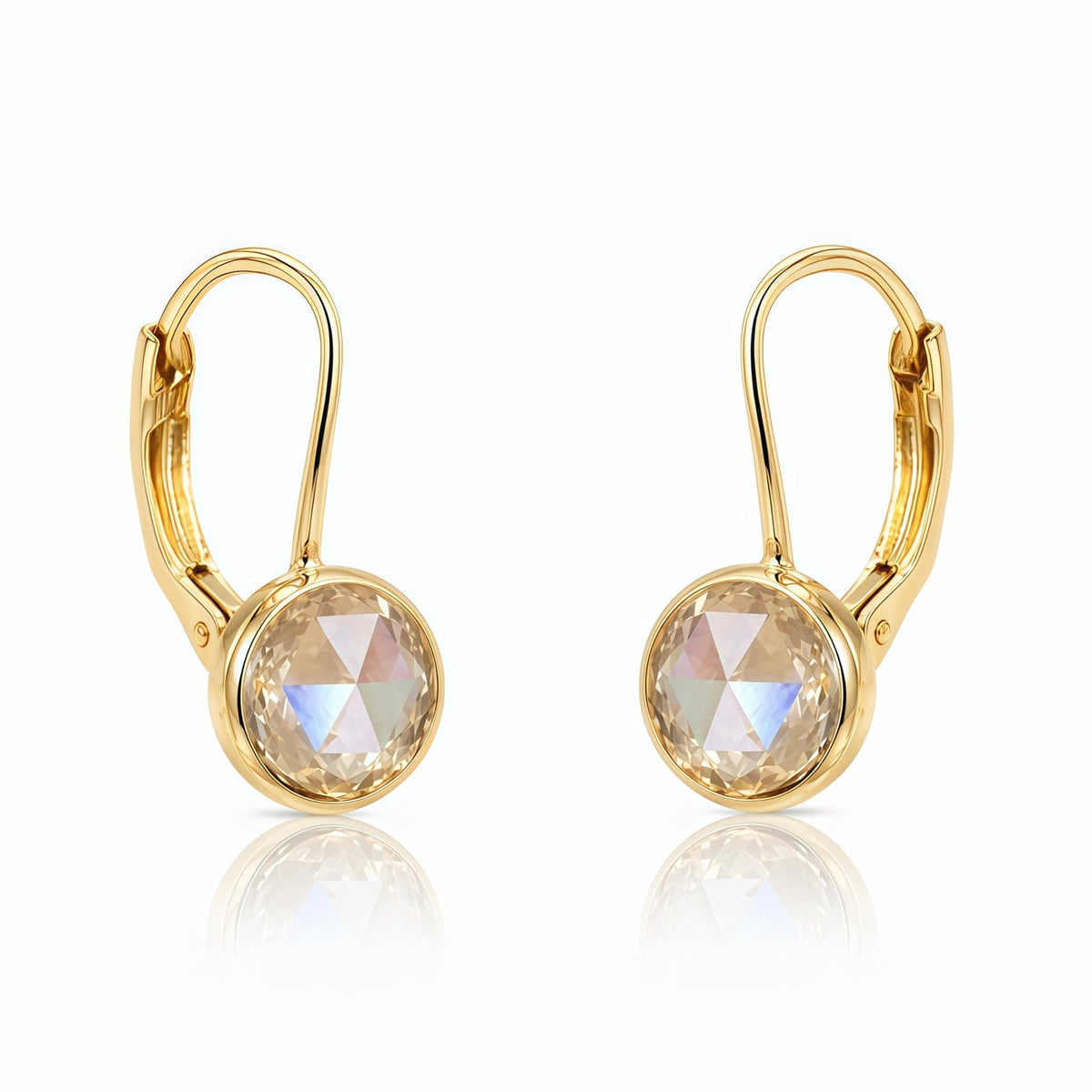 Rose Cut Lab-grown Diamond Lever Back Earrings 14K