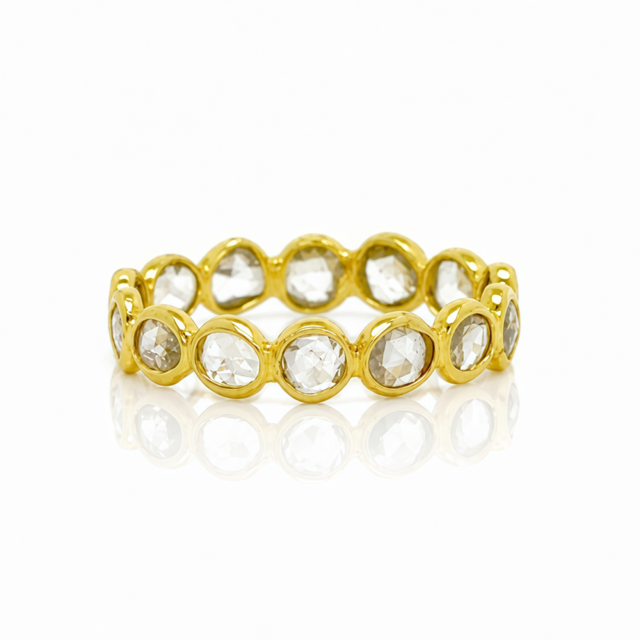 Rose Cut Diamond Braided Ring in 14k