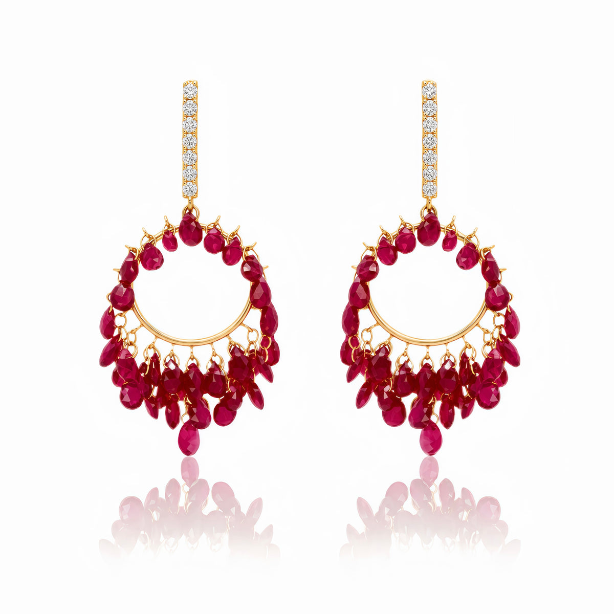 Burgundy Ruby Diamond Chandelier 14k