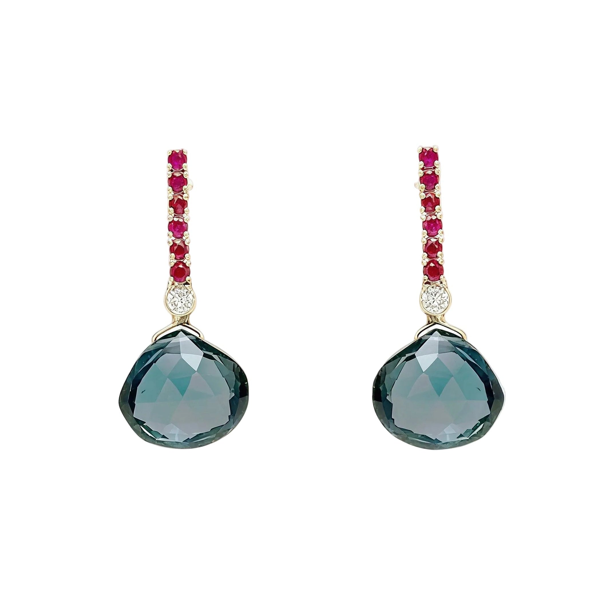 Ruby Bar London Blue Drop Post Earrings 14K