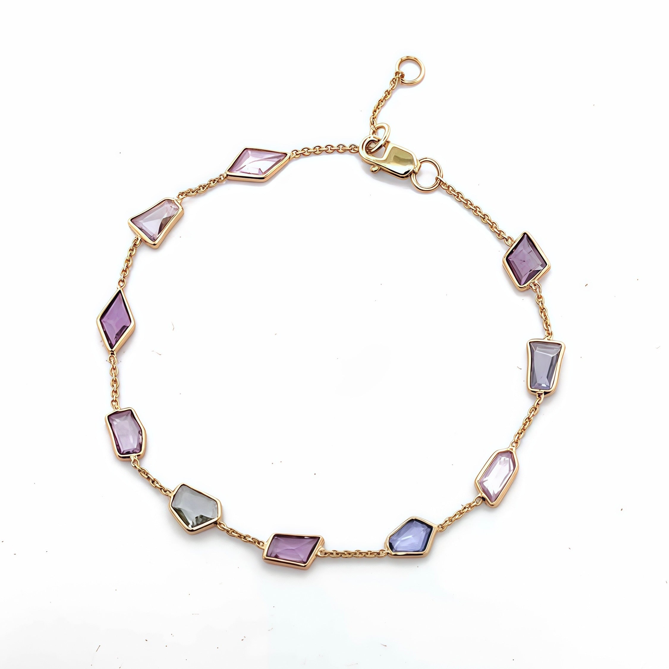 Mandy Multi-color Sapphire Geometric Section Bracelet In 14k