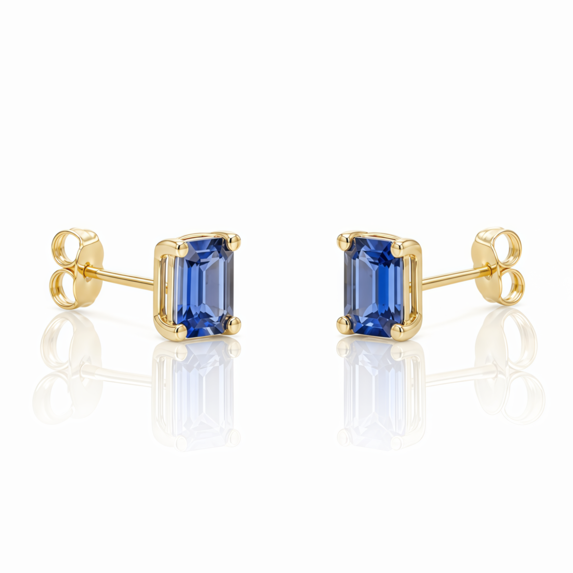 Natural Sapphire Studs In 14k