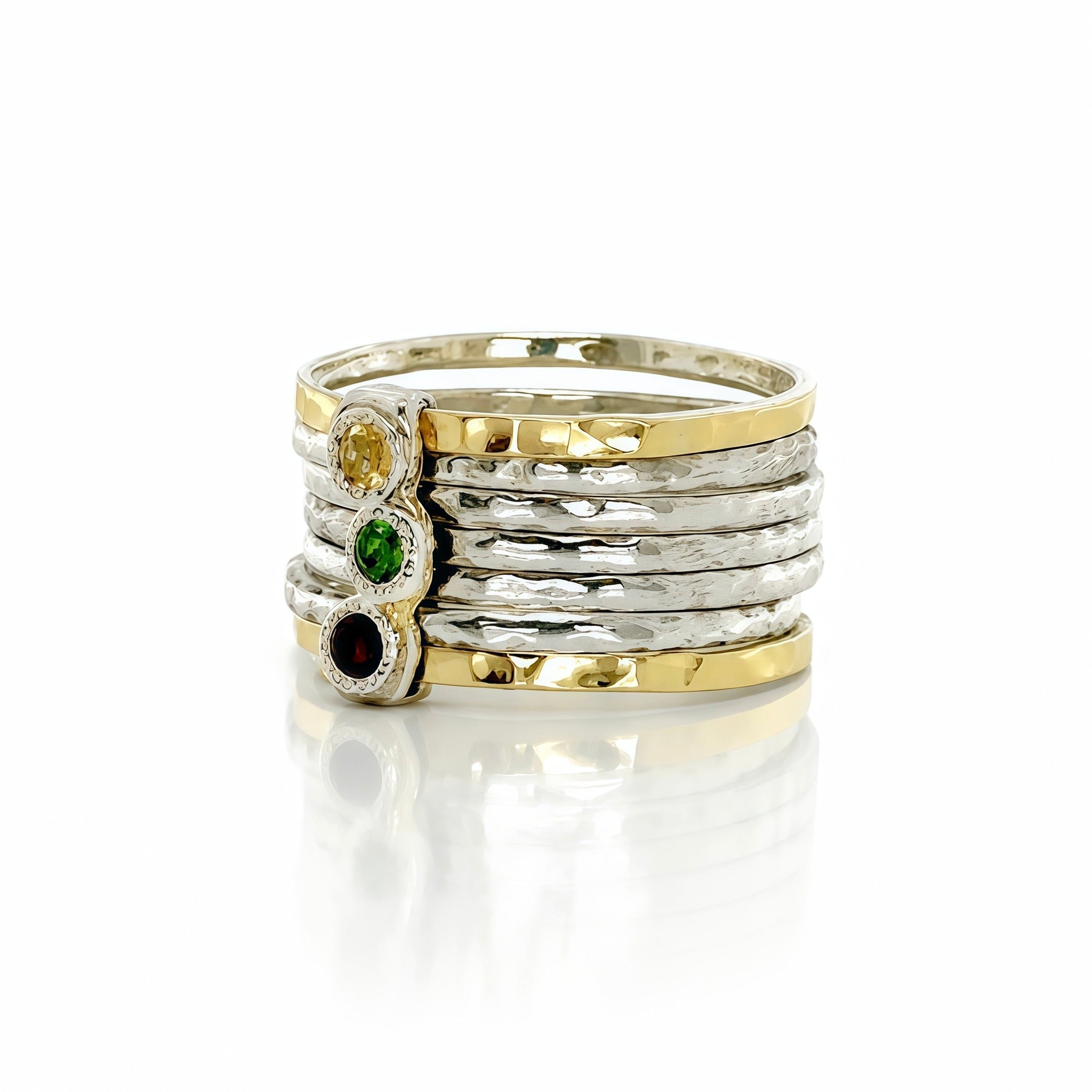 Trio Gem Seven Stackable Mixed Metal Ring