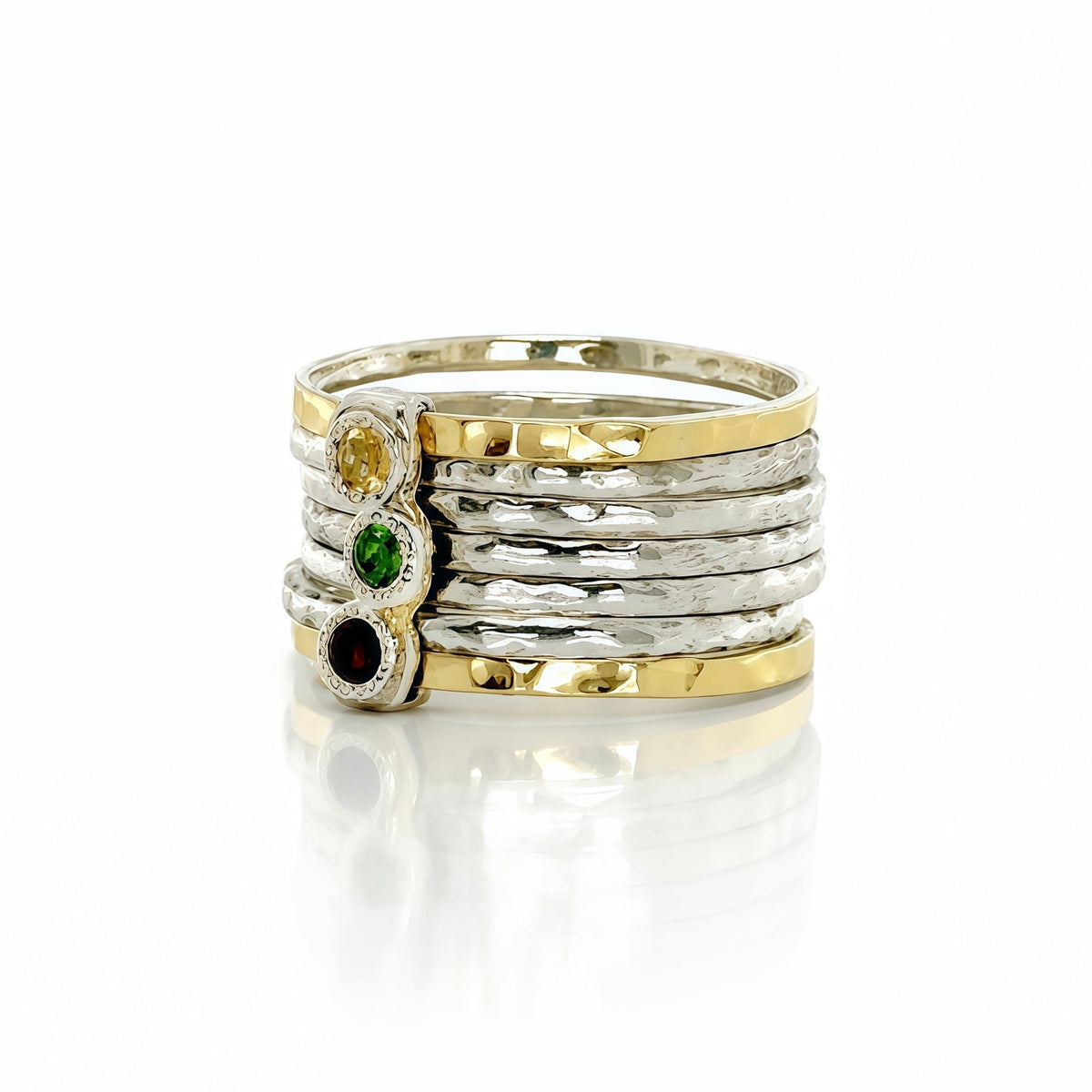 Trio Gem Seven Stackable Mixed Metal Ring