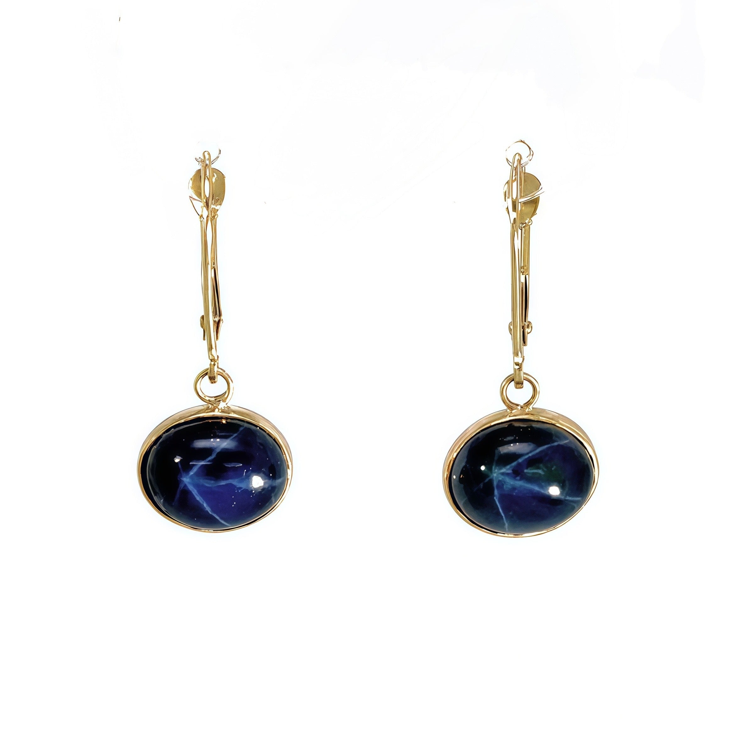 Star Sapphire Lever Back Earrings
