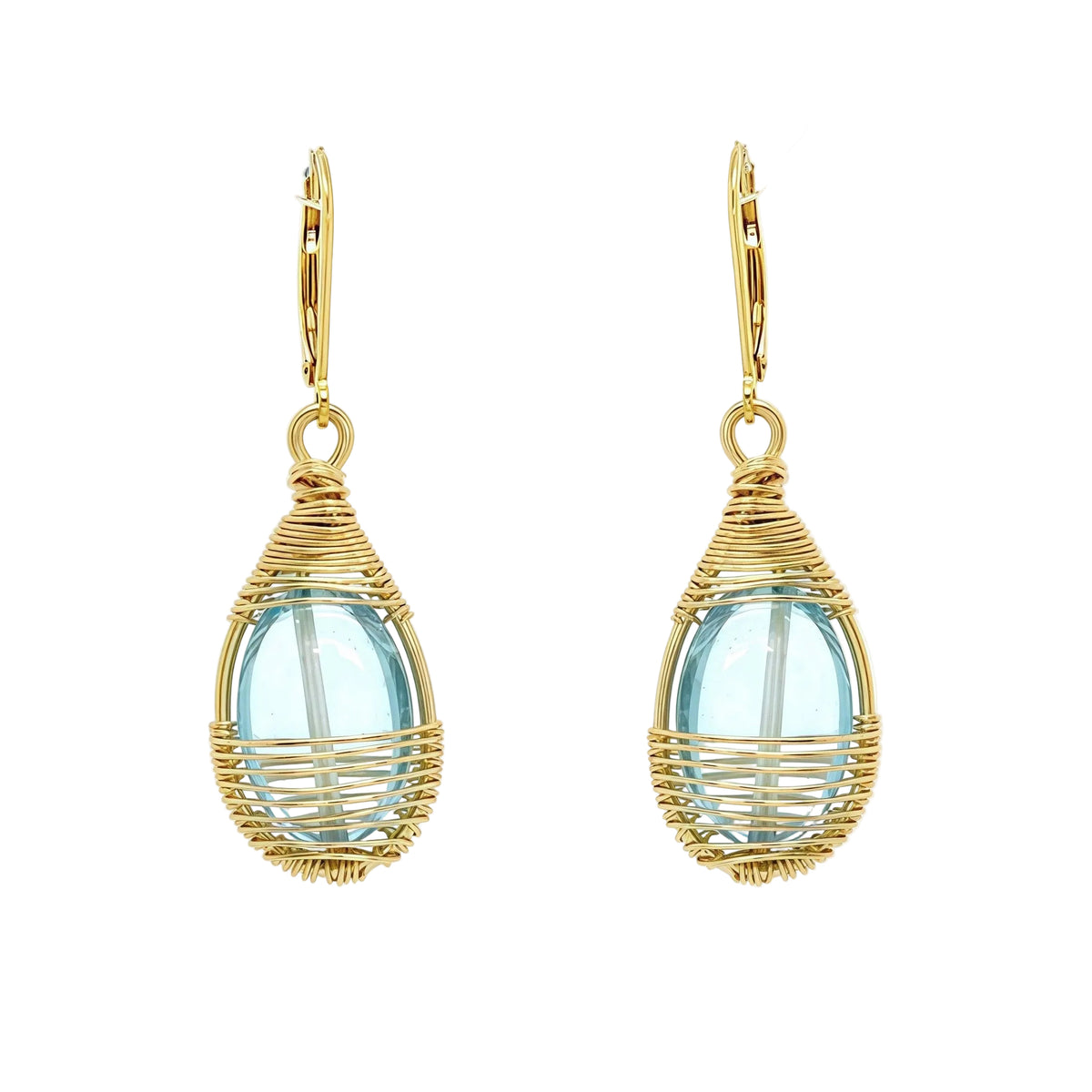 Melissa Gem Wire Wrapped Earrings - Blue Topaz