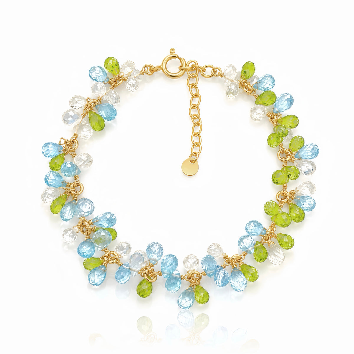 San Francisco Heart Sapphire Cluster Bracelet - Blue & Green