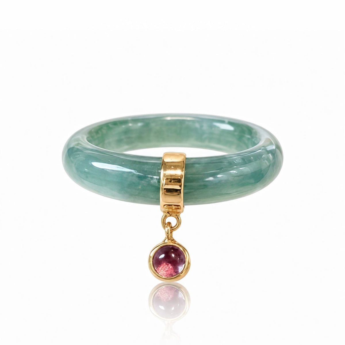 Guatemalan Jade Pink Tourmaline Charm Ring 14k