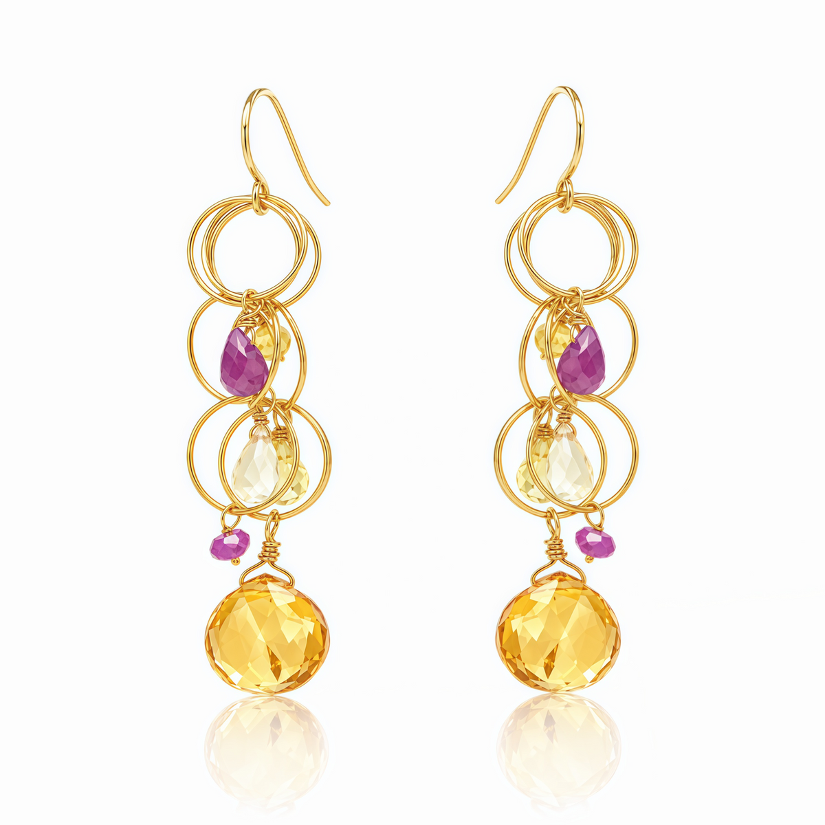 Tranquility Earrings - Citrine Multicolor Sapphire