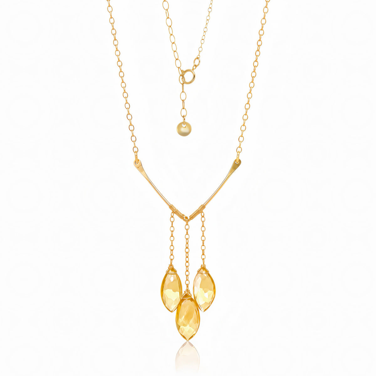 V Bar Gem Drop Necklace - Citrine