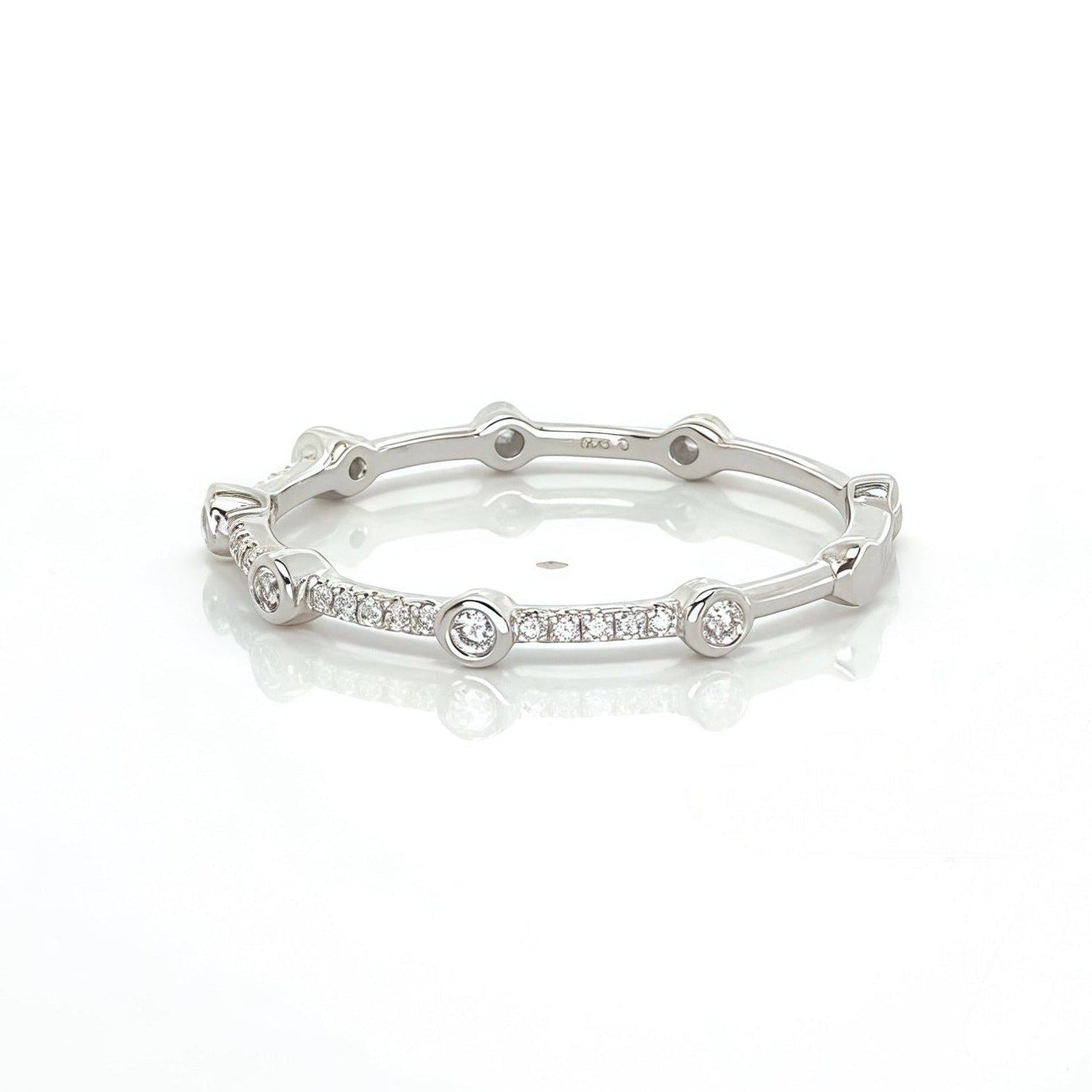 Diamond By The Yard Halfway Ring In 14k White Gold