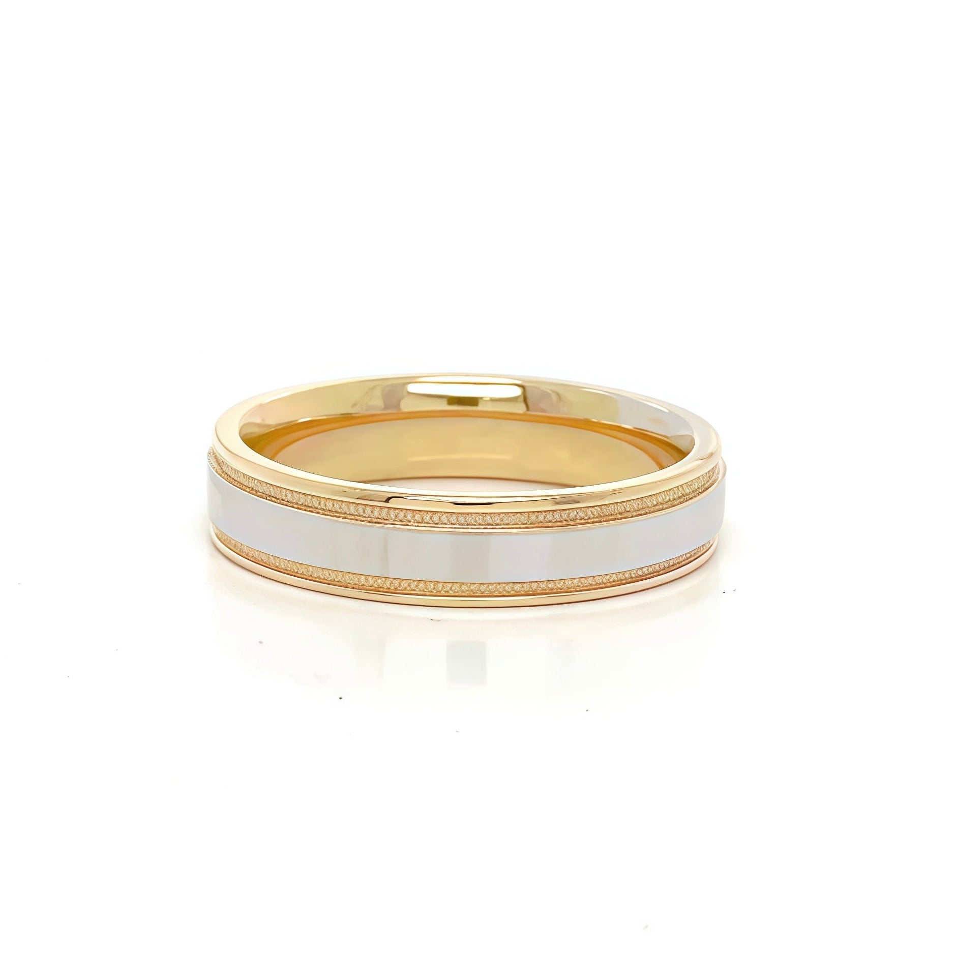 White And Gold Two Tone Band In 14k