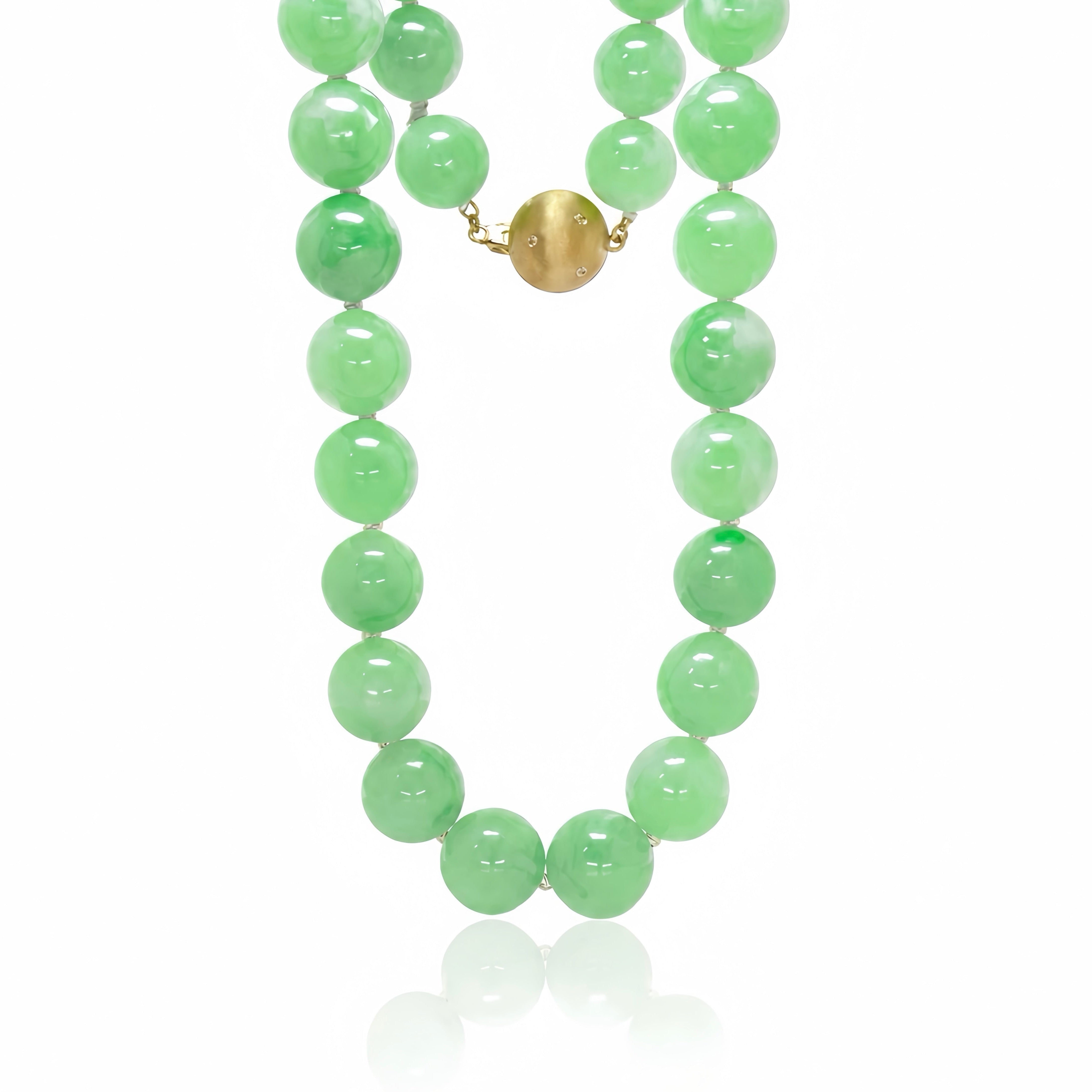 Burmese Luxe Jade Bead Necklace 14k