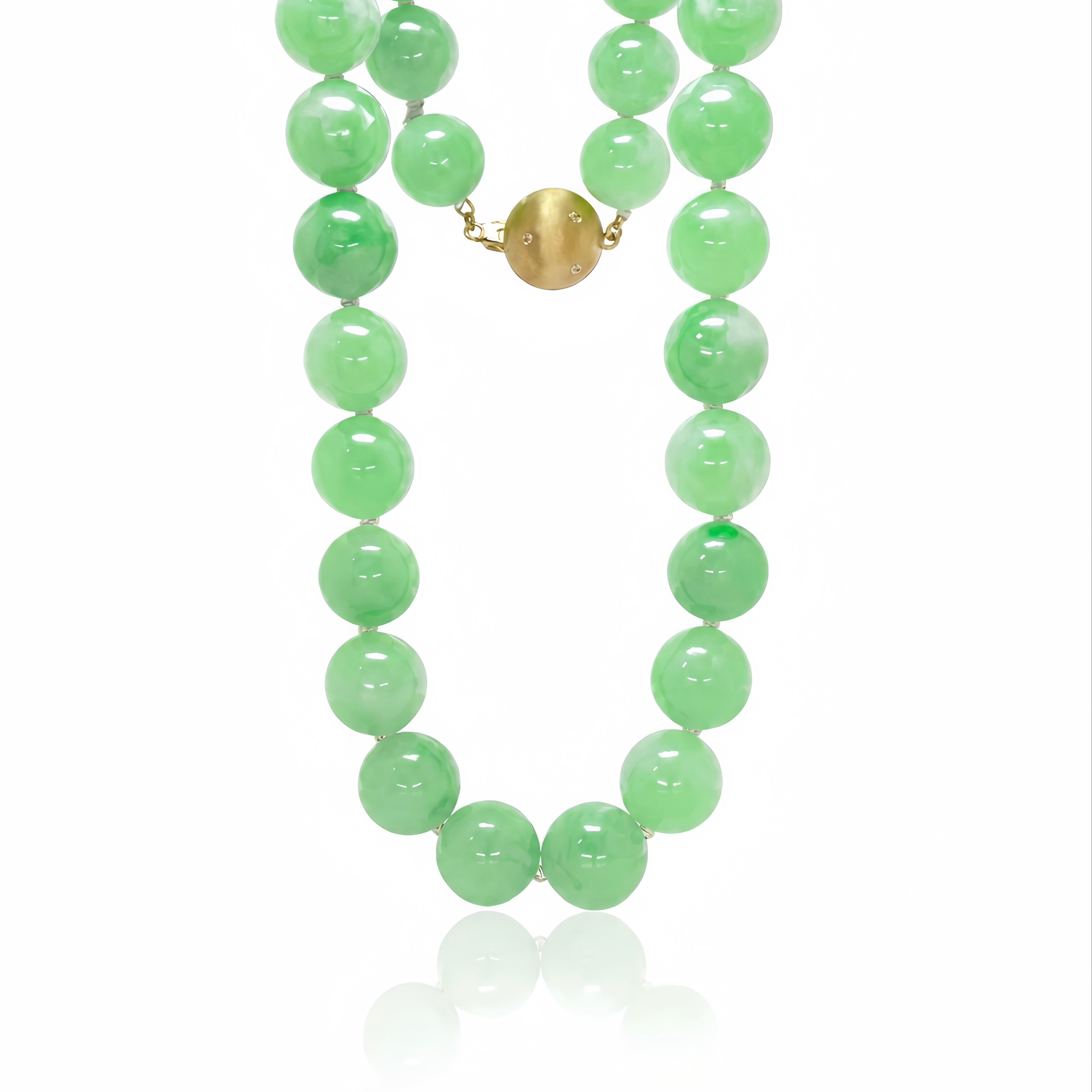 Burmese Jade bead Necklace 14k