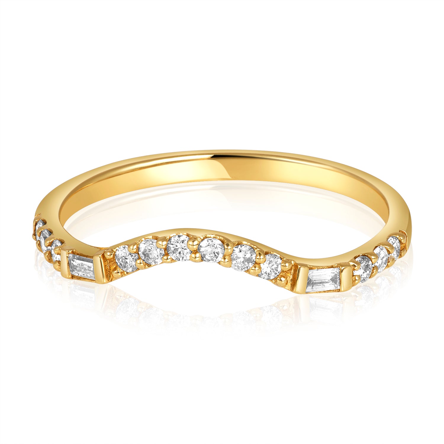 Wavy Diamond Gold Ring