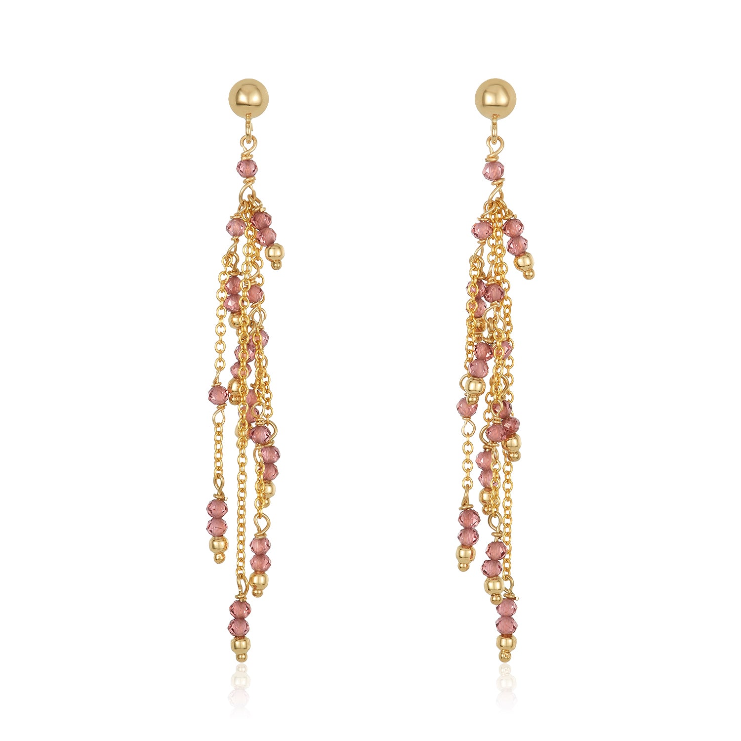 Beaded Tassel Earrings - Garnet