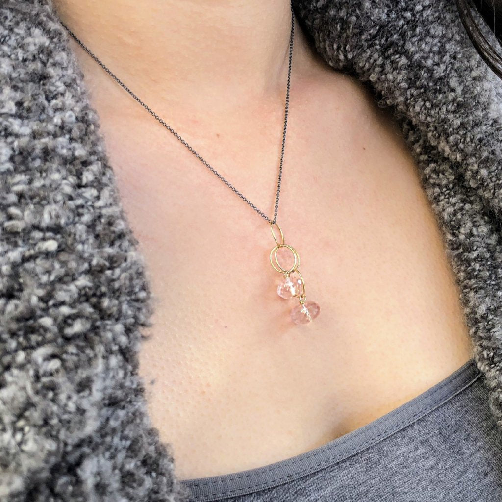 Dew Drop Necklace - rose quartz or Green Amethyst