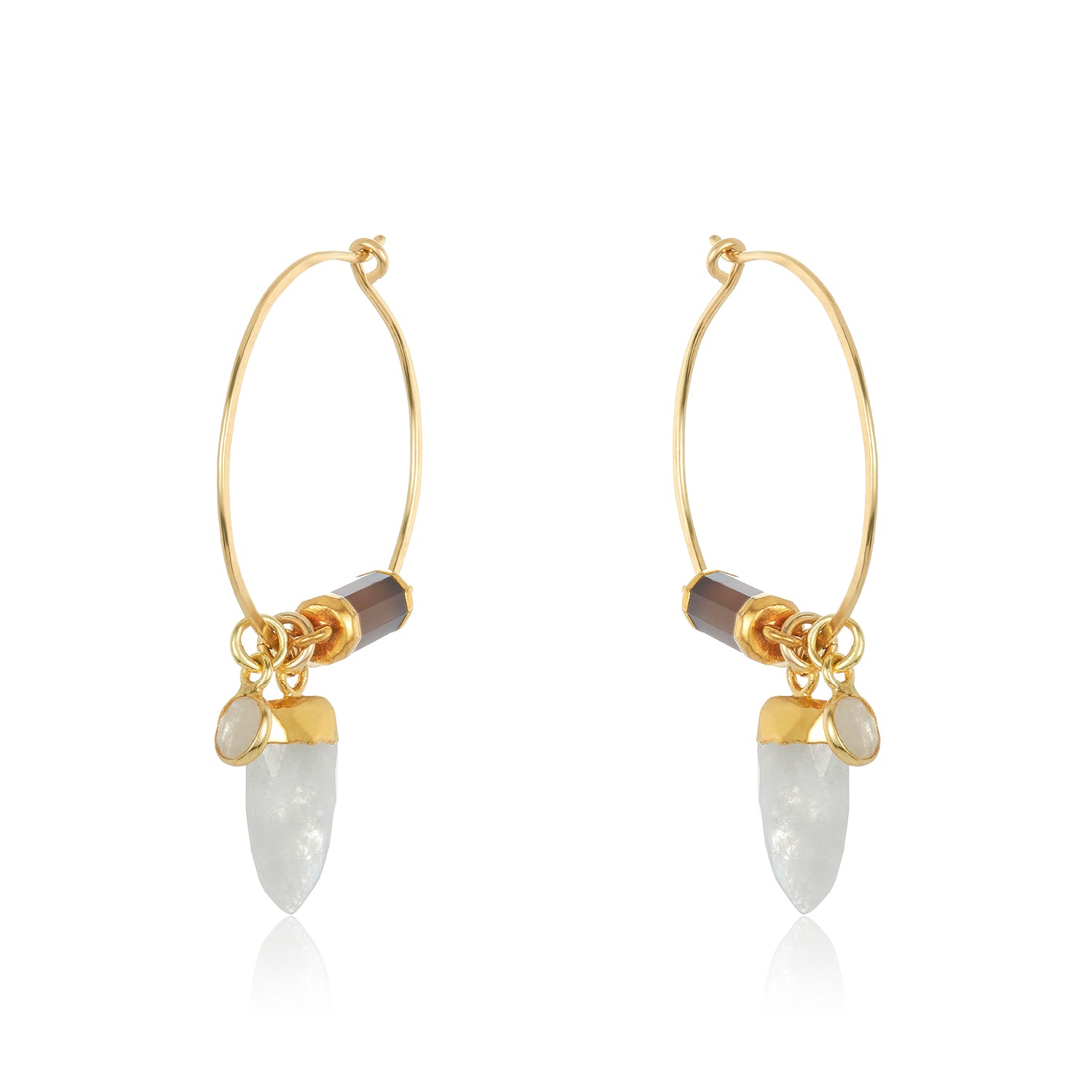 Trio Stone Hoop Earrings