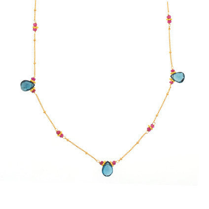 Flapper Chic Gem Necklace - London Blue