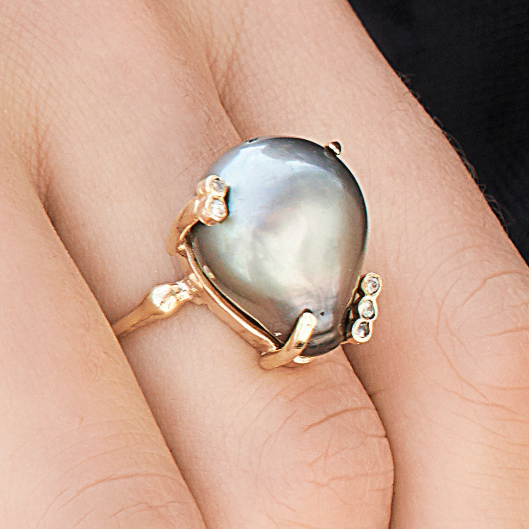 925 Sterling Silver Natural Freshwater Baroque Pearl Ring 14k Gold Plated  Baroque Pearl Rings Bridesmaid Gifts Freshwater Pearl Ring - Etsy