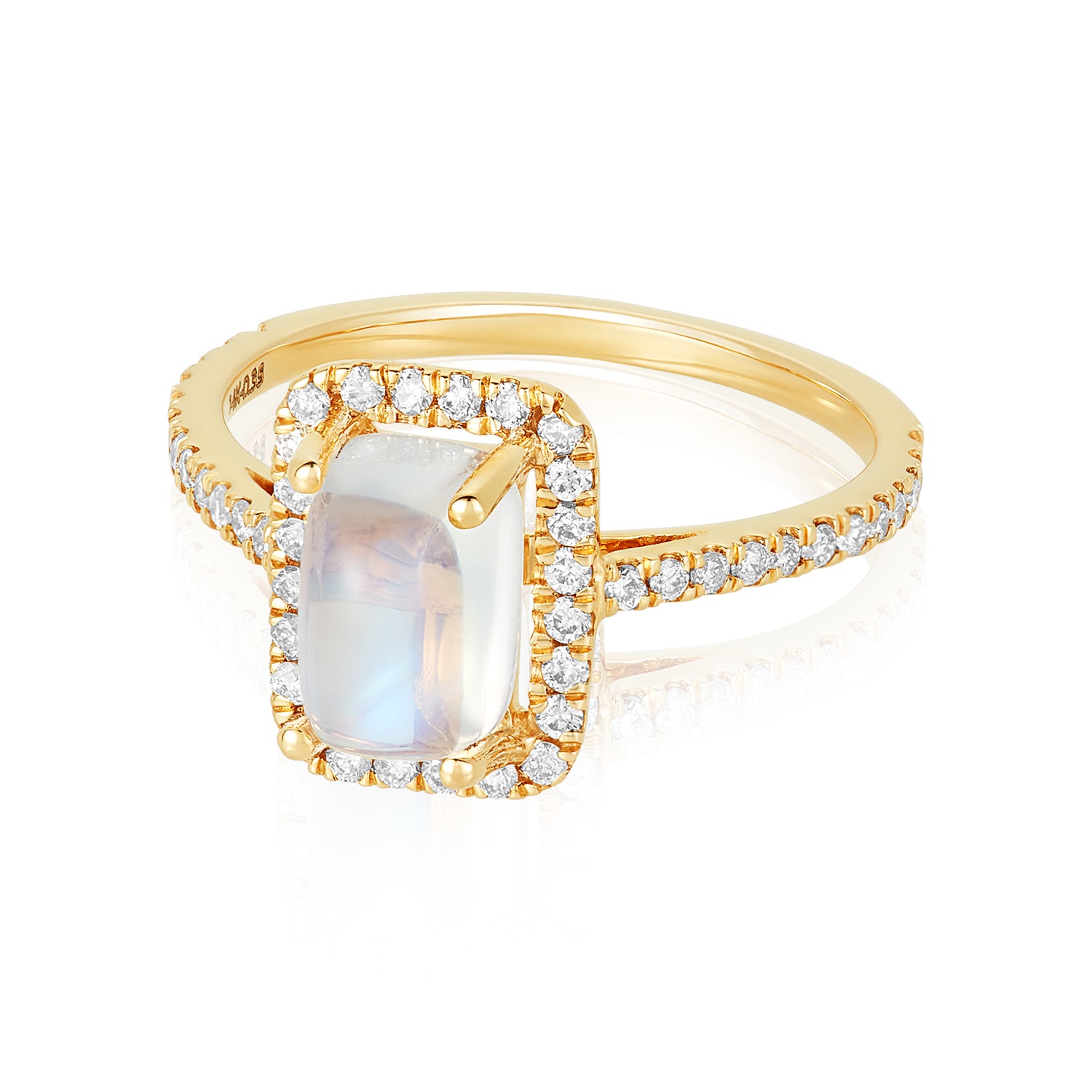 Moonstone Diamond Halo Ring
