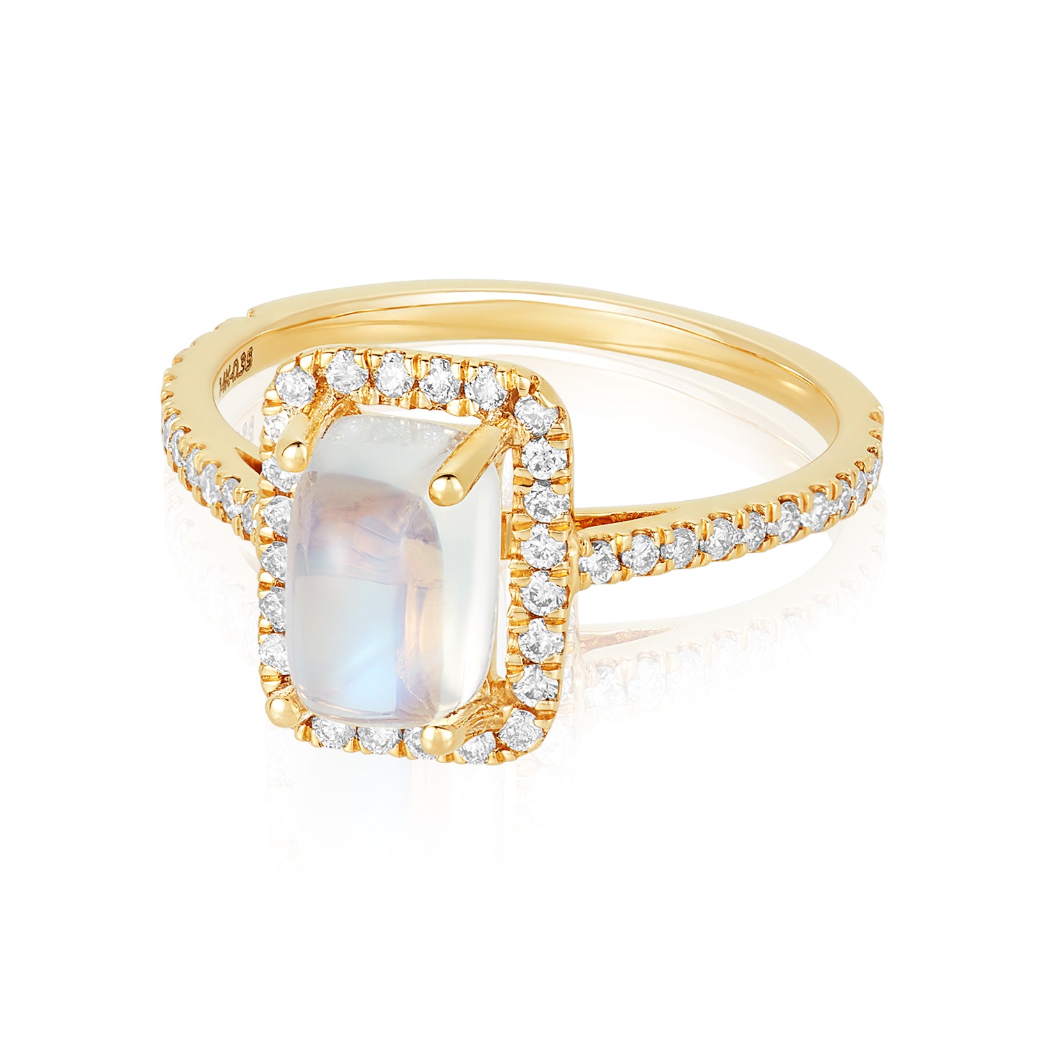 Moonstone Pave Diamond Halo Ring
