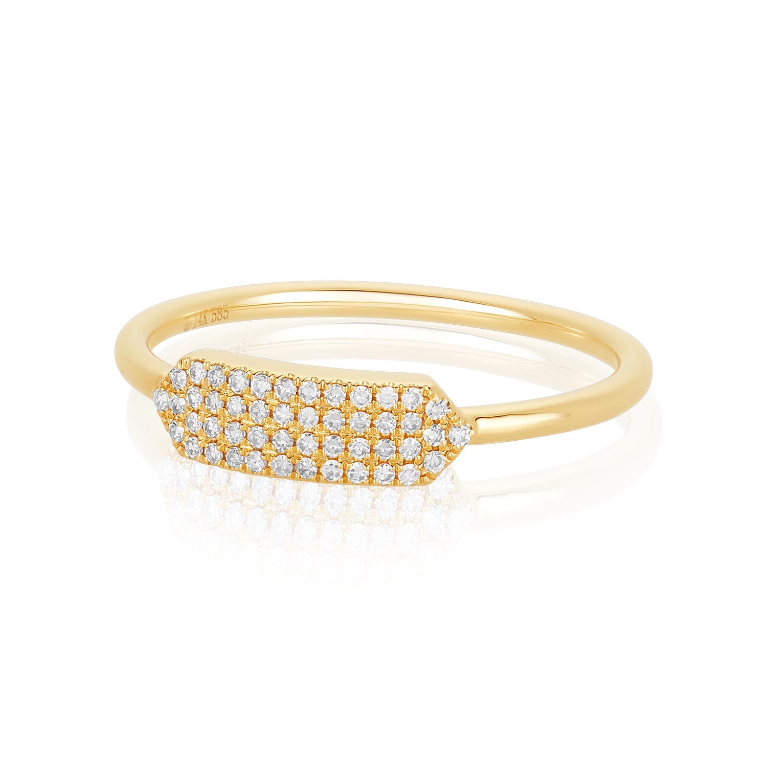 Pave diamond Shield Gold Ring